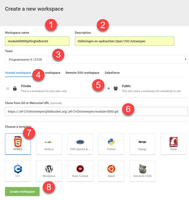 Cloud9 create workspace step 2